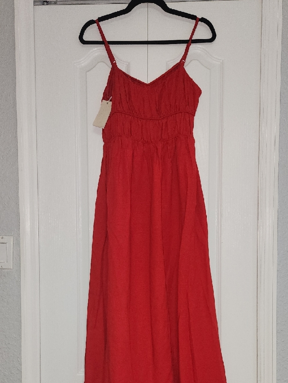 Red Maxi Sundress with Spaghetti Straps - Picture 3 of 5